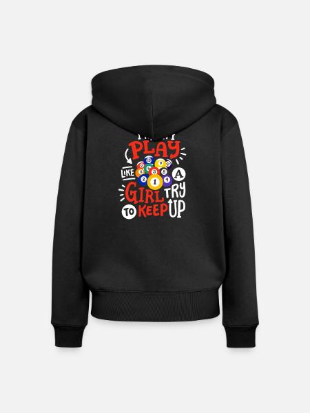 Poolspielerin Mädchen Billard - Frauen Premium Bio Zip Hoodie - Schwarz