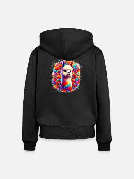 Alpaka - Frauen Premium Bio Zip Hoodie - Schwarz