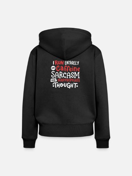 Sarkasmus Koffein sarkastisch - Frauen Premium Bio Zip Hoodie - Schwarz