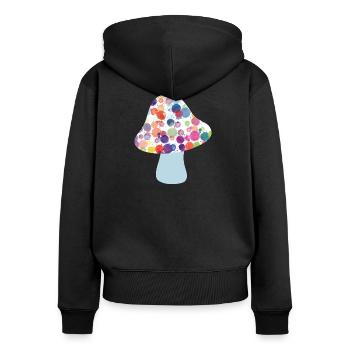 Pilz Glücksbringer Herbst Punkte bunt Kinder Dots - Frauen Premium Bio Zip Hoodie - Schwarz - Hinten - Julia (174cm)