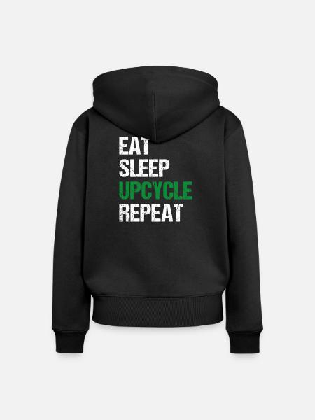 Upcycle Repeat - Frauen Premium Bio Zip Hoodie - Schwarz