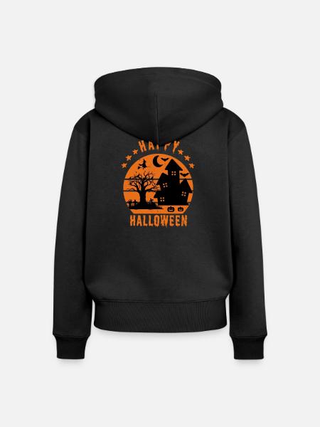 Fröhliches Halloween - Frauen Premium Bio Zip Hoodie - Schwarz