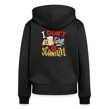 Schnitzel Bier - Frauen Premium Bio Zip Hoodie - Schwarz - Hinten - Julia (174cm)
