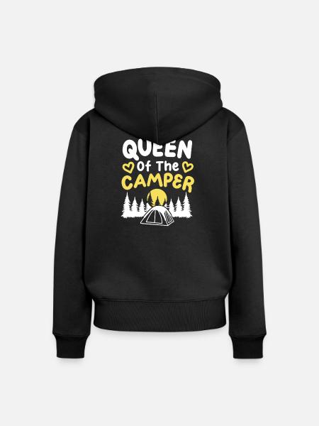 Camping Camper Queen - Frauen Premium Bio Zip Hoodie - Schwarz