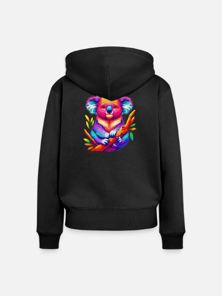Koala - Frauen Premium Bio Zip Hoodie - Schwarz