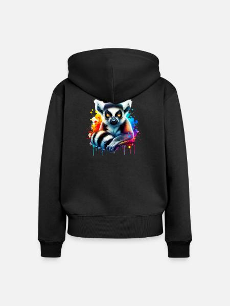 Lemur - Frauen Premium Bio Zip Hoodie - Schwarz