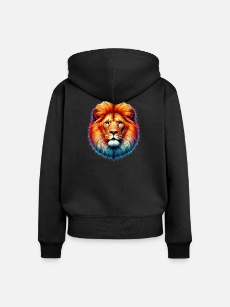 Löwe - Frauen Premium Bio Zip Hoodie - Schwarz
