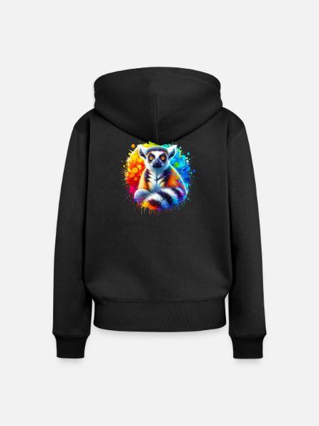 Lemur - Frauen Premium Bio Zip Hoodie - Schwarz