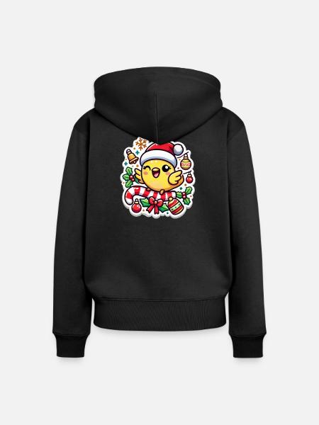 Christmas Canary Chip - Frauen Premium Bio Zip Hoodie - Schwarz