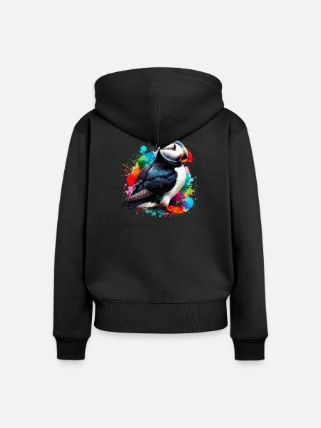 Papageitaucher - Frauen Premium Bio Zip Hoodie - Schwarz