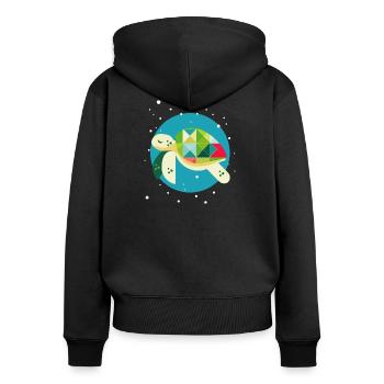Tortue mignonne – Monde sous-marin créatif - Sweat à capuche zippé Premium bio Femme - noir - Dos - Julia (174cm)