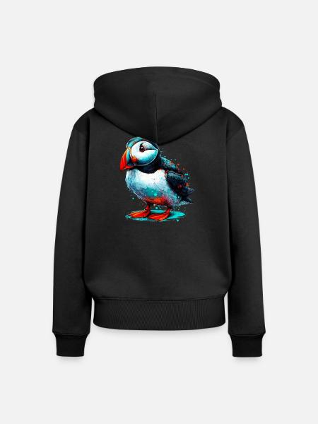 Papageitaucher - Frauen Premium Bio Zip Hoodie - Schwarz