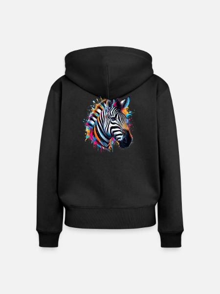 Zebra - Frauen Premium Bio Zip Hoodie - Schwarz