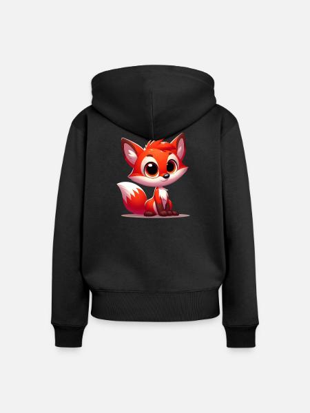 Fuchs - Frauen Premium Bio Zip Hoodie - Schwarz