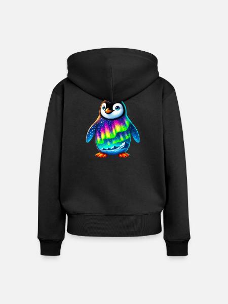 Pinguin - Frauen Premium Bio Zip Hoodie - Schwarz