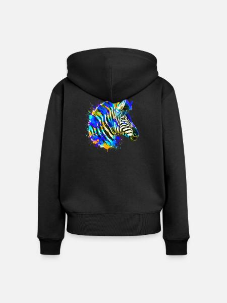 Zebra - Frauen Premium Bio Zip Hoodie - Schwarz