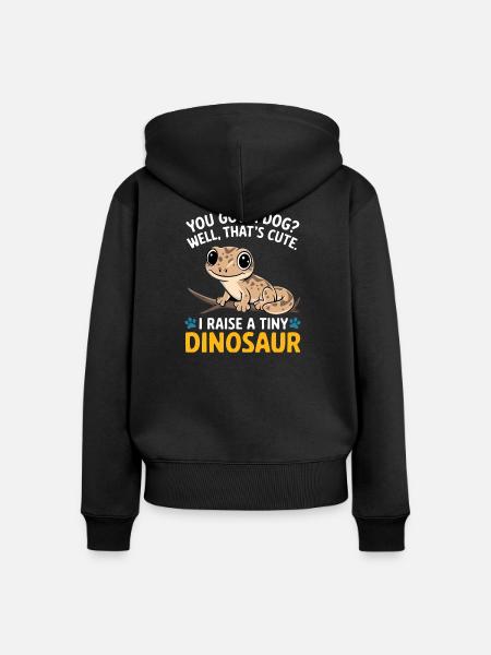 Lustige winzige Dinosaurier-Eidechse - Frauen Premium Bio Zip Hoodie - Schwarz