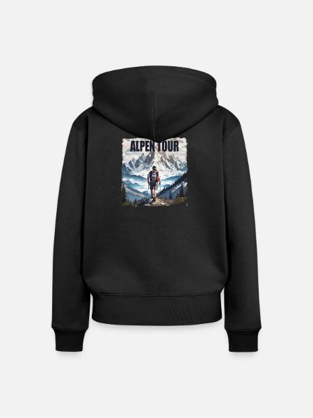 Alpen Tour - Frauen Premium Bio Zip Hoodie - Schwarz