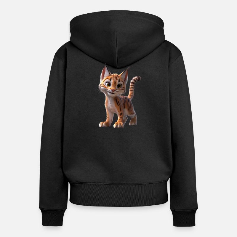 Lynx Chat sauvage Grands chats Chats Mignon Lynx - Sweat à capuche zippé Premium bio Femme - noir