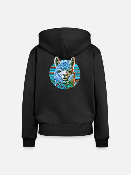 Alpaka - Frauen Premium Bio Zip Hoodie - Schwarz