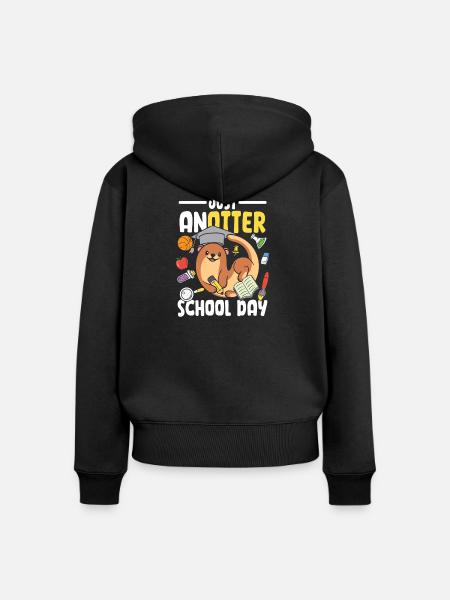 Just anotter school day - Frauen Premium Bio Zip Hoodie - Schwarz
