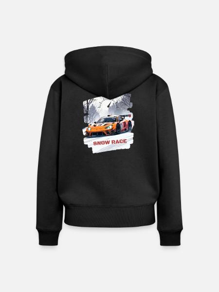 SNOW RACE - Frauen Premium Bio Zip Hoodie - Schwarz