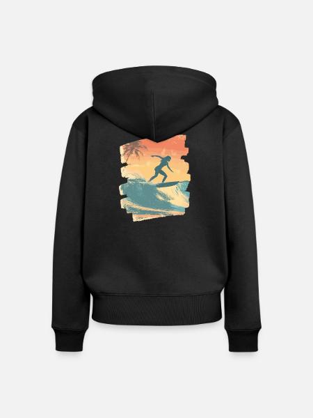 Surfer - Frauen Premium Bio Zip Hoodie - Schwarz