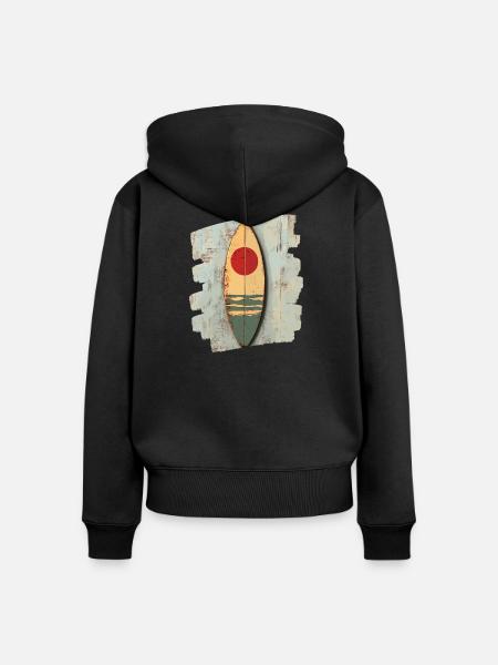 Surfbrett - Frauen Premium Bio Zip Hoodie - Schwarz