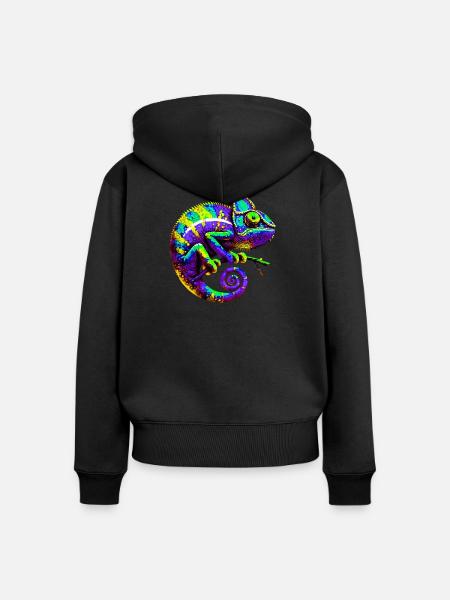 Chamäleon - Frauen Premium Bio Zip Hoodie - Schwarz