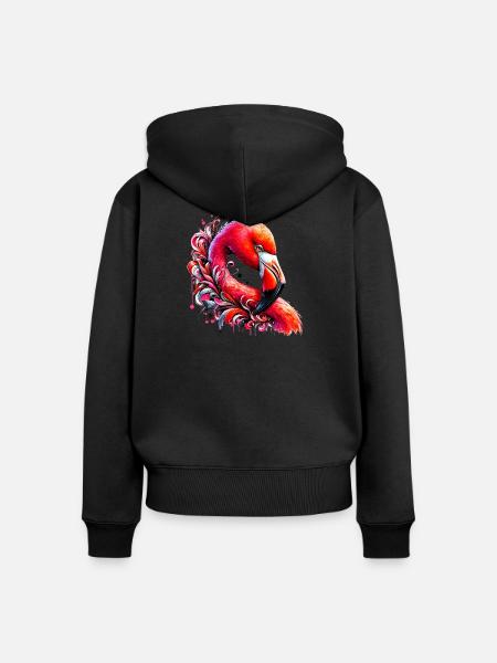 Flamingo - Frauen Premium Bio Zip Hoodie - Schwarz