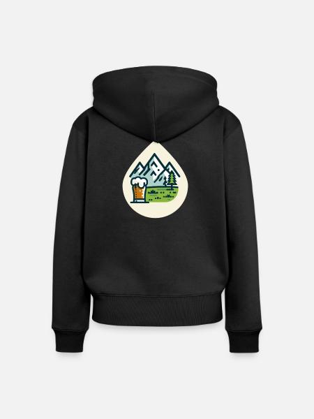 Bergkulisse mit Bierglas - Frauen Premium Bio Zip Hoodie - Schwarz