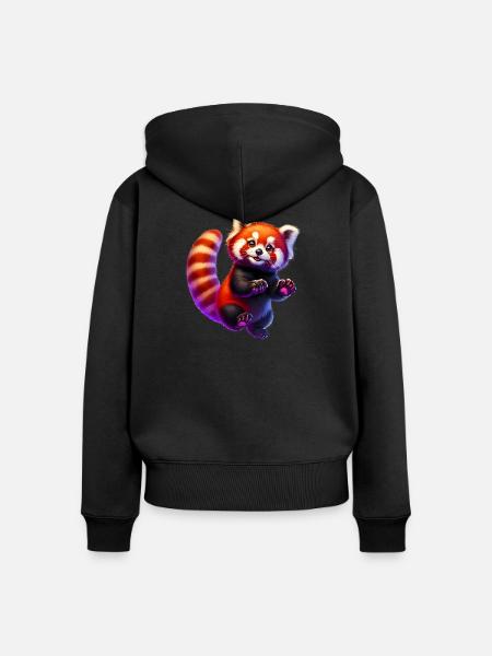 Kleiner Panda - Frauen Premium Bio Zip Hoodie - Schwarz