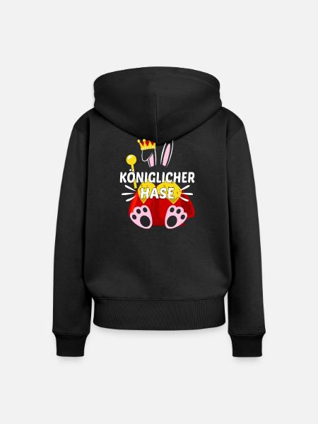 Königlicher Hase - Frauen Premium Bio Zip Hoodie - Schwarz