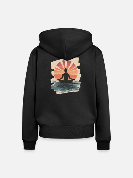 Yoga Namaste Meditation - Frauen Premium Bio Zip Hoodie - Schwarz