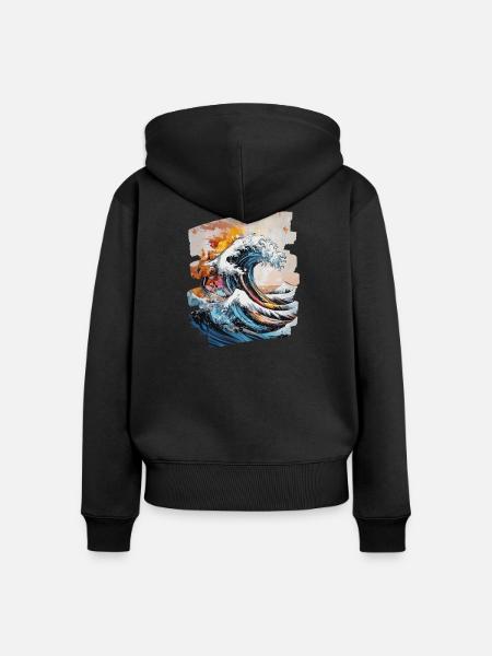 Wellen und Meer - Frauen Premium Bio Zip Hoodie - Schwarz