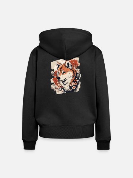 Shiba Inu - Frauen Premium Bio Zip Hoodie - Schwarz