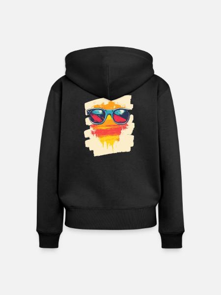 Sonnenbrille Sommer Palmen - Frauen Premium Bio Zip Hoodie - Schwarz