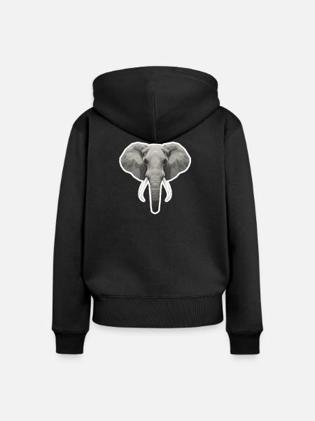 Geometrischer Elefantenkopf - Frauen Premium Bio Zip Hoodie - Schwarz