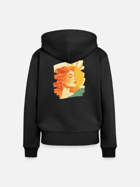 Sommer Sonne Retro - Frauen Premium Bio Zip Hoodie - Schwarz