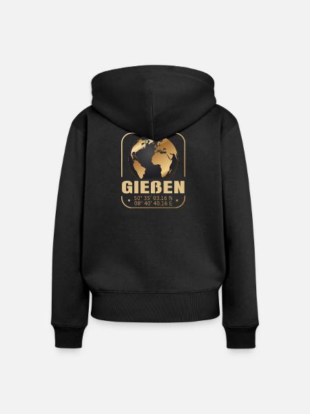 Gießen - Frauen Premium Bio Zip Hoodie - Schwarz