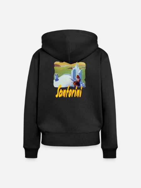 Santorini - Frauen Premium Bio Zip Hoodie - Schwarz