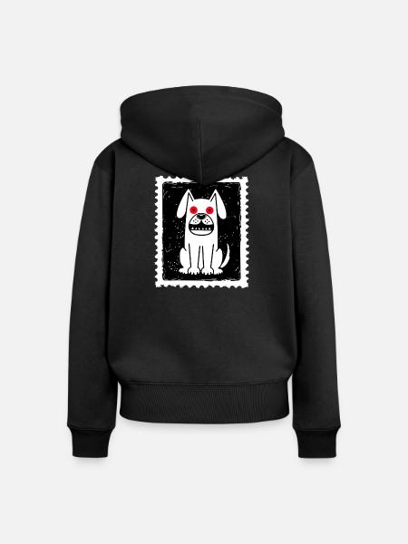 Geister Hund - Frauen Premium Bio Zip Hoodie - Schwarz