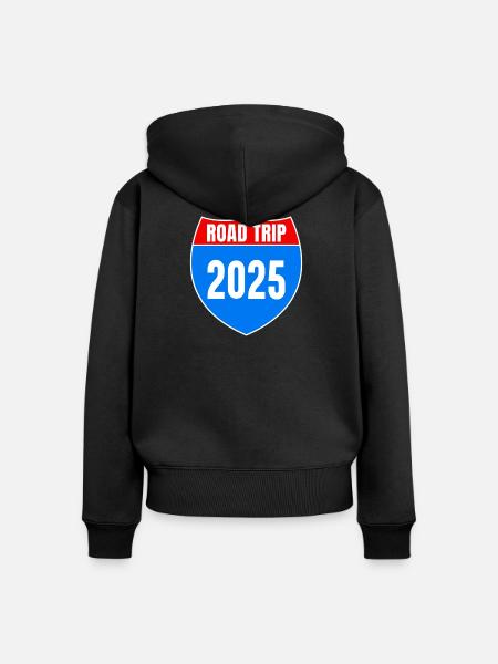 Roadtrip 2025 Sommerferien - Frauen Premium Bio Zip Hoodie - Schwarz