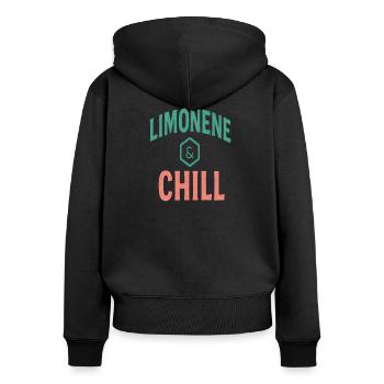Limonene & Chill Citrus Vibes - Women's Premium Organic Zip Hoodie - black - Back - Julia (174cm)
