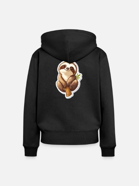 Faultier - Frauen Premium Bio Zip Hoodie - Schwarz