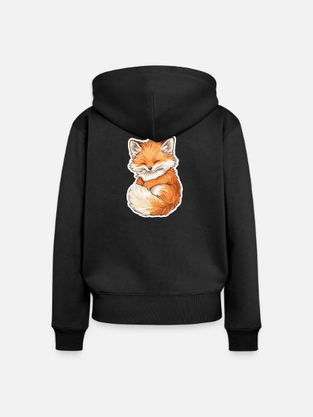 Fuchs - Frauen Premium Bio Zip Hoodie - Schwarz