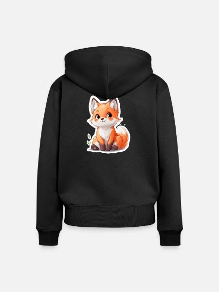 Fuchs - Frauen Premium Bio Zip Hoodie - Schwarz