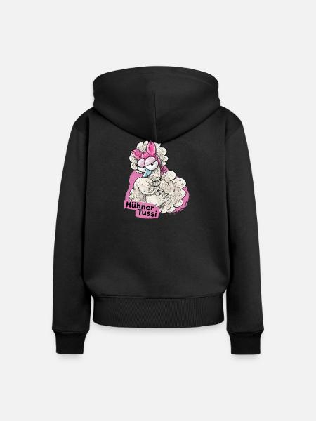 Hühner Girl - Frauen Premium Bio Zip Hoodie - Schwarz