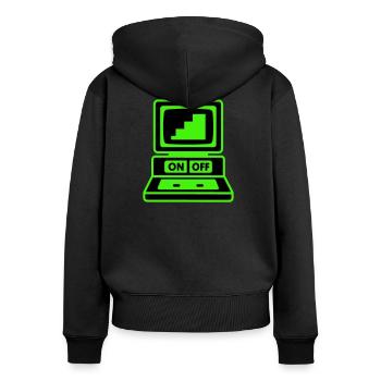 Ordinateur Minimal Pop Art - Sweat à capuche zippé Premium bio Femme - noir - Dos - Julia (174cm)