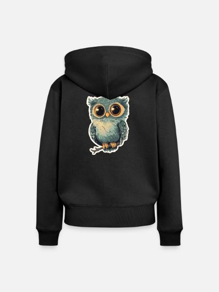 Eule - Frauen Premium Bio Zip Hoodie - Schwarz
